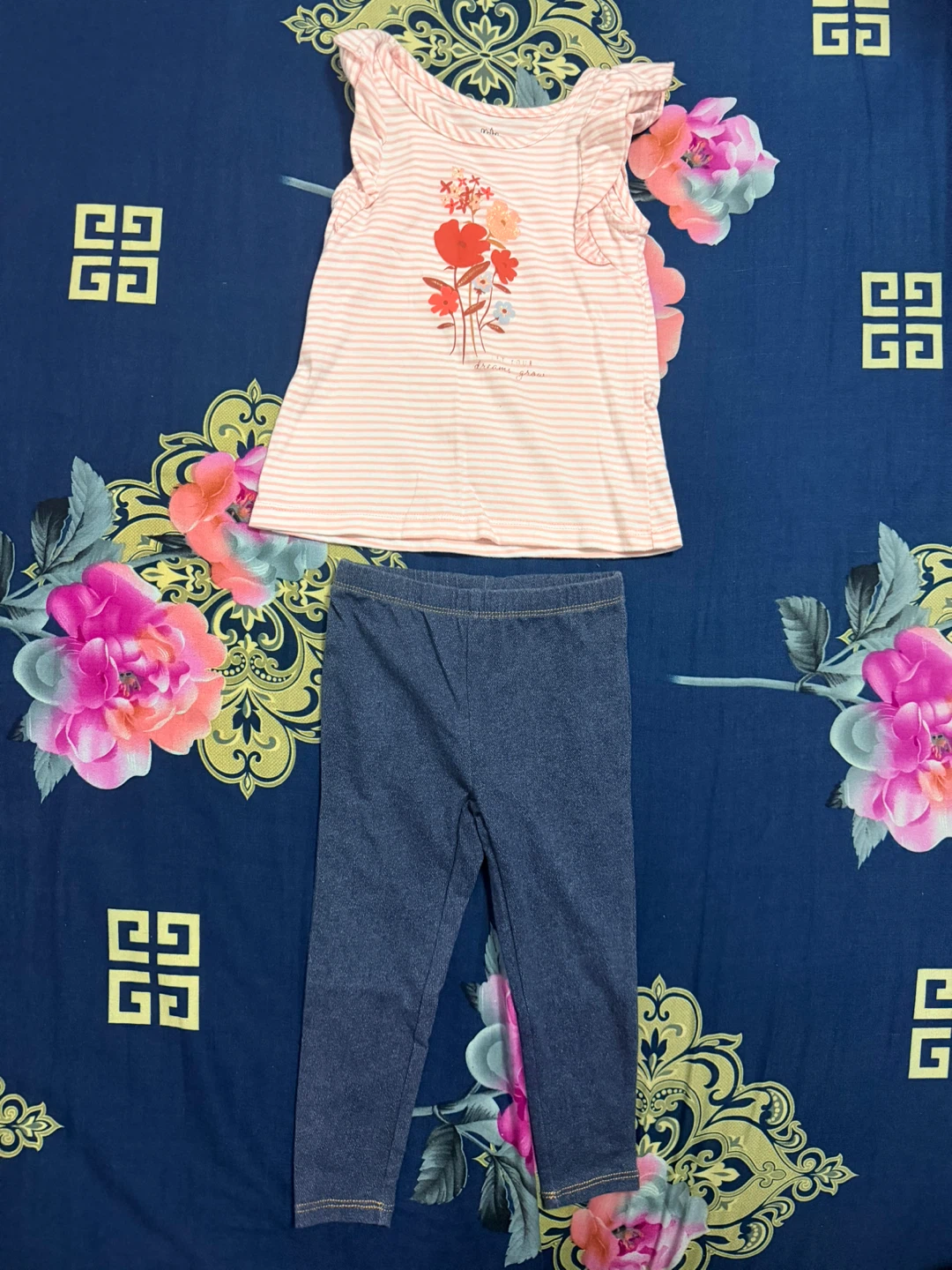 Carter's Striped Floral Top & Leggings Set - photo 2