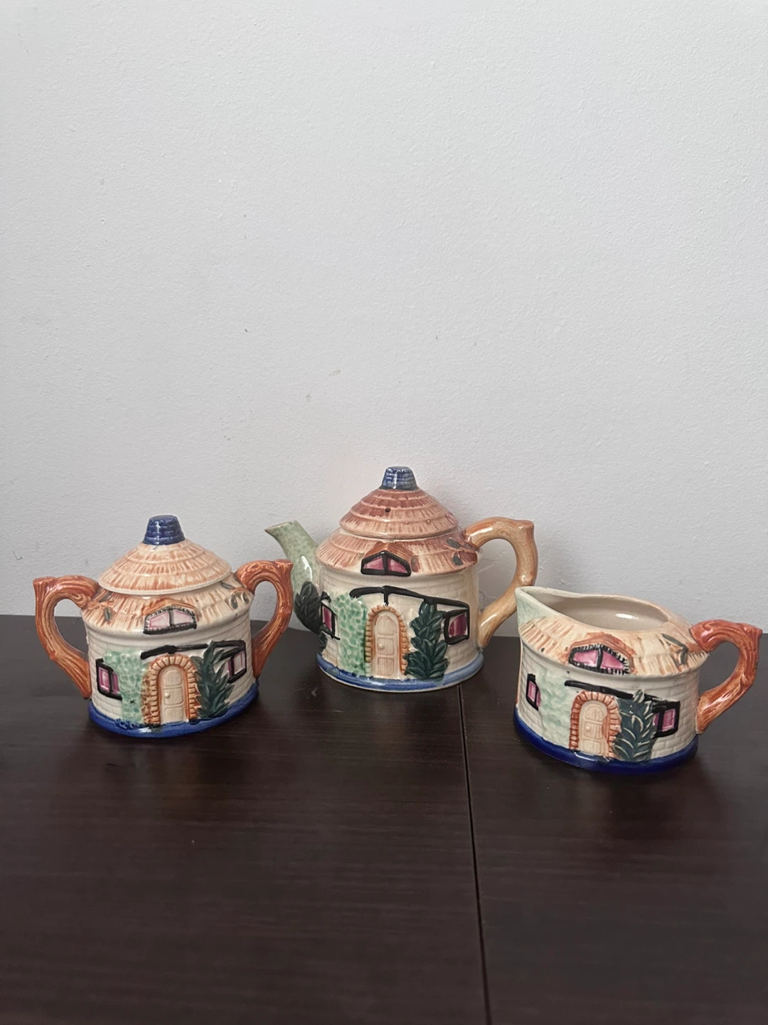 Vintage Ceramic Cottage Teapot, Sugar Bowl and Cream Set - photo 2