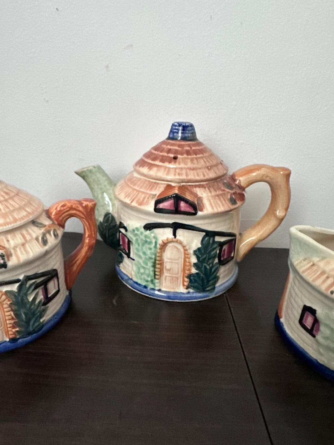 Vintage Ceramic Cottage Teapot, Sugar Bowl and Cream Set - photo 4