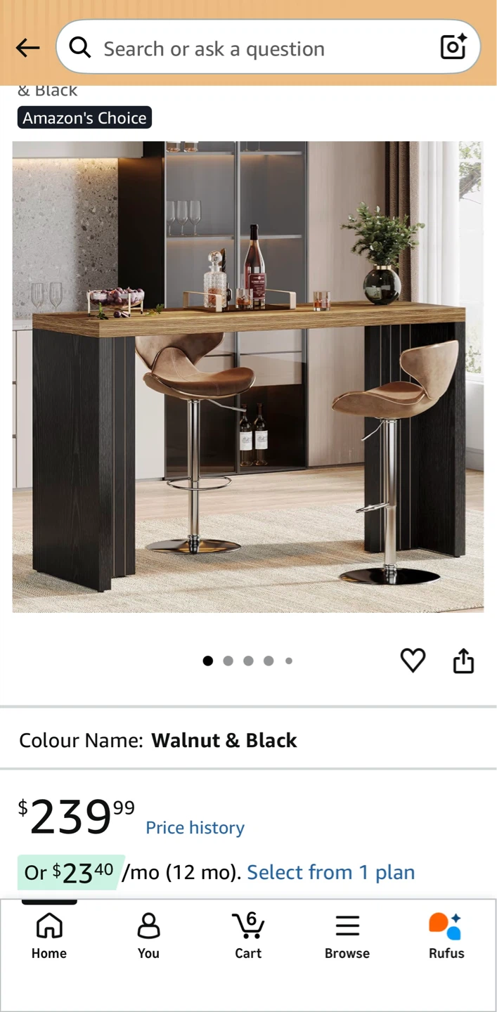 Brand new- Tribesigns Walnut & Black Console Table / Bar Table - photo 2