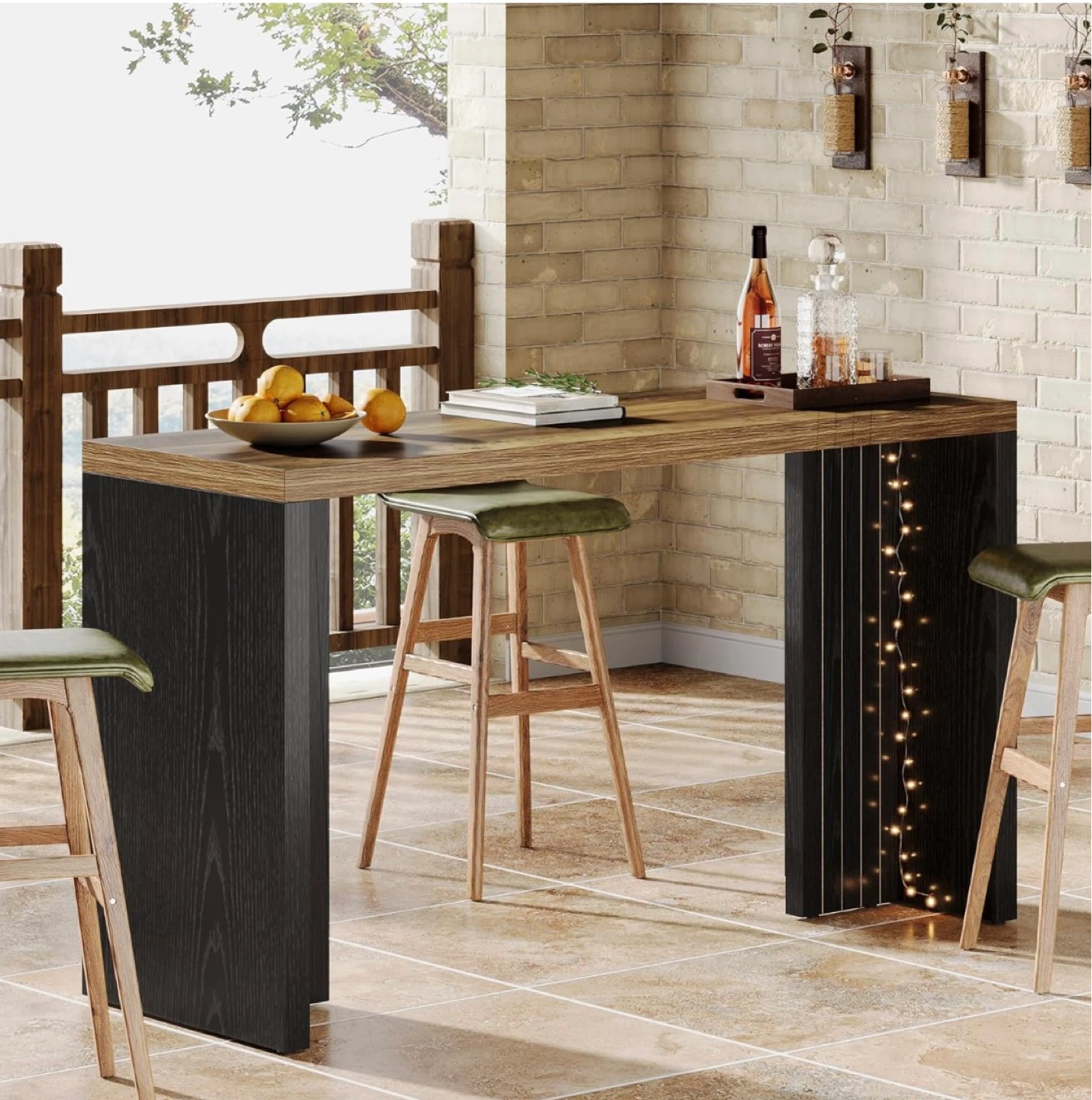 Brand new- Tribesigns Walnut & Black Console Table / Bar Table