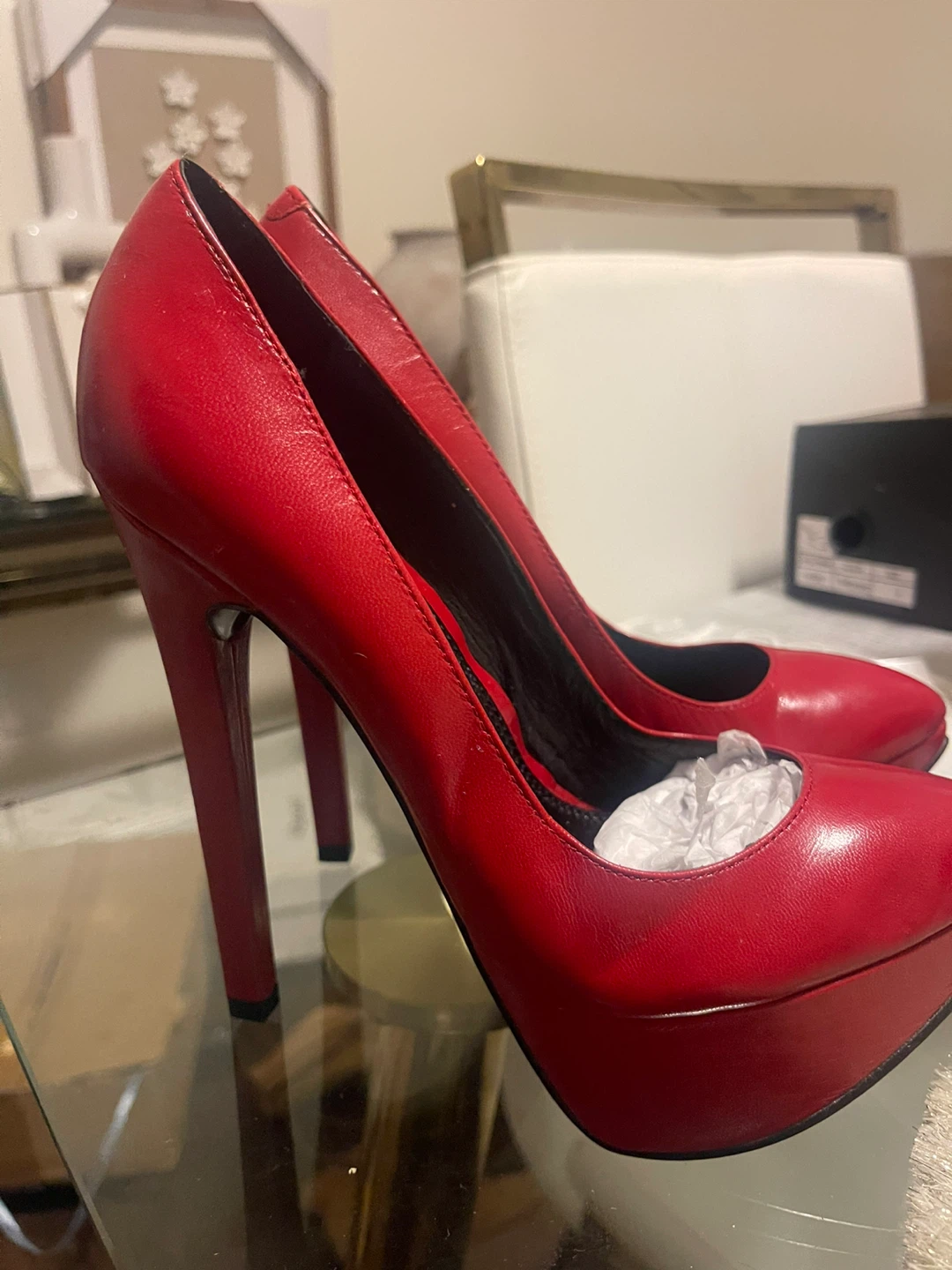 MICHAEL MICHAEL KORS Red Leather Platform Heels - photo 3