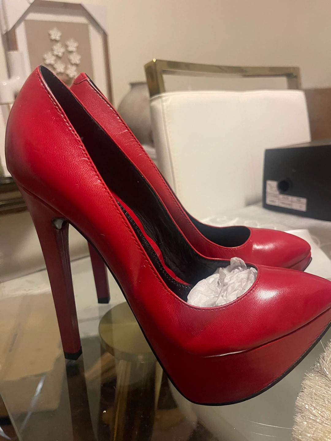 MICHAEL MICHAEL KORS Red Leather Platform Heels - photo 4