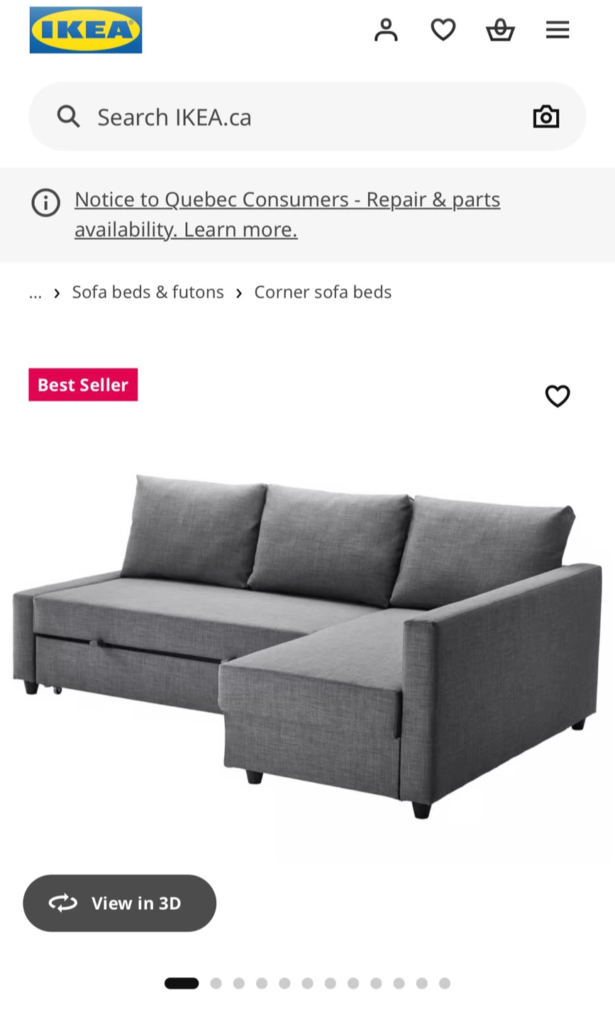 IKEA Sofa Bed + Coffee Table + Yellow Cushions + Foam