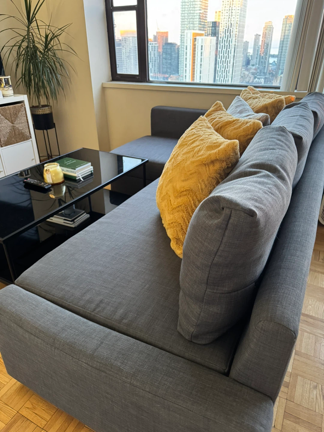 IKEA Sofa Bed + Coffee Table + Yellow Cushions + Foam - photo 3