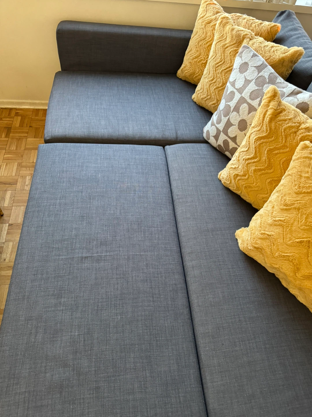 IKEA Sofa Bed + Coffee Table + Yellow Cushions + Foam - photo 5