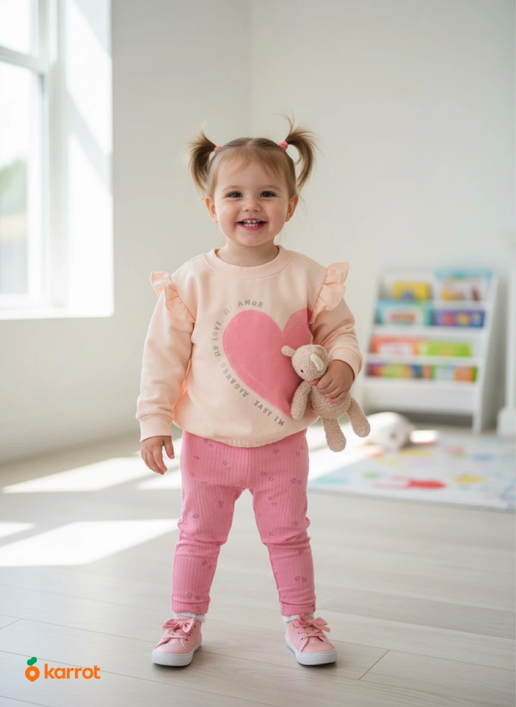 Peach Heart Sweatshirt & Leggings Set