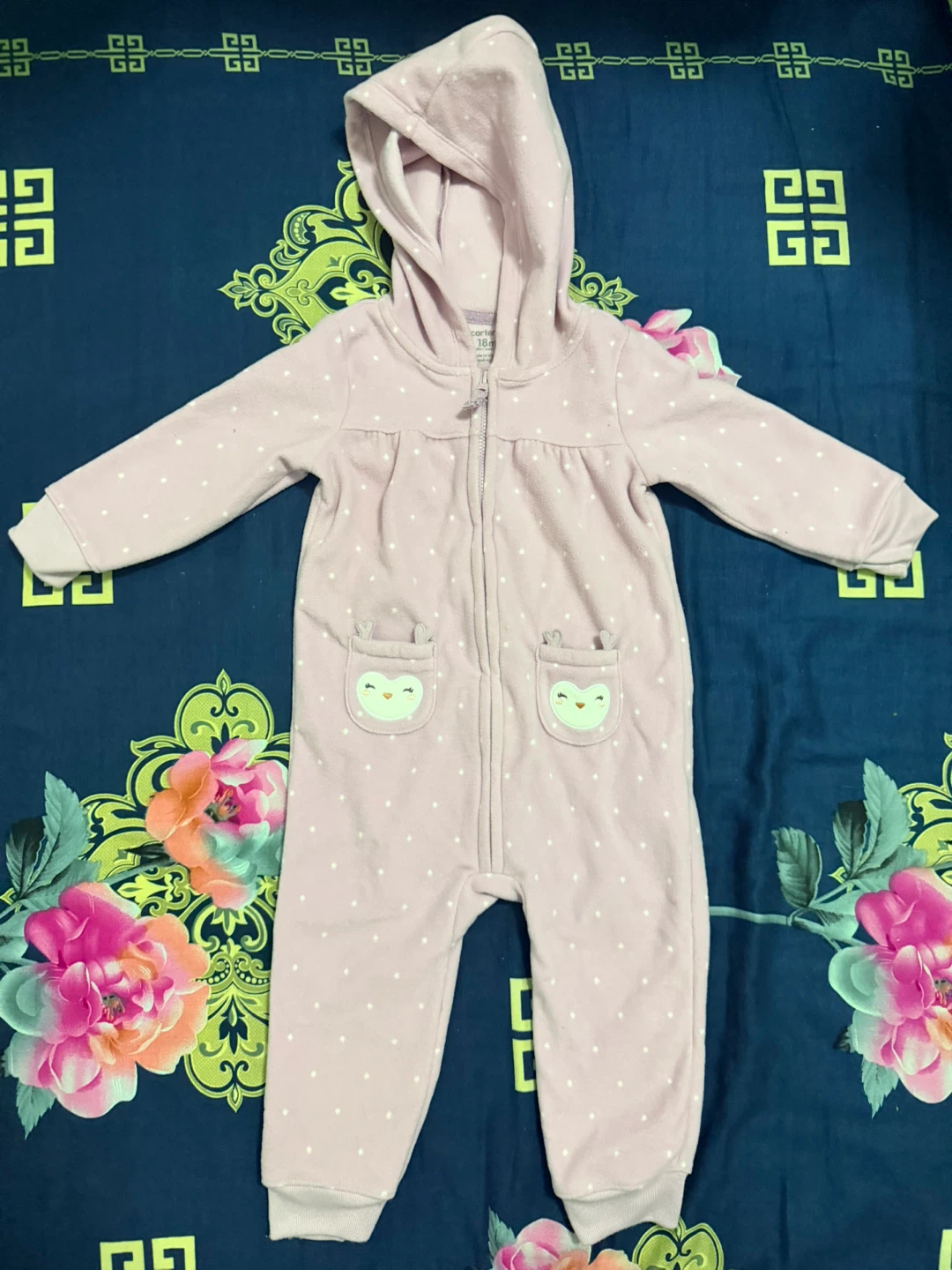 Carter's Baby Girl Pink Owl Footie Pajamas - photo 2