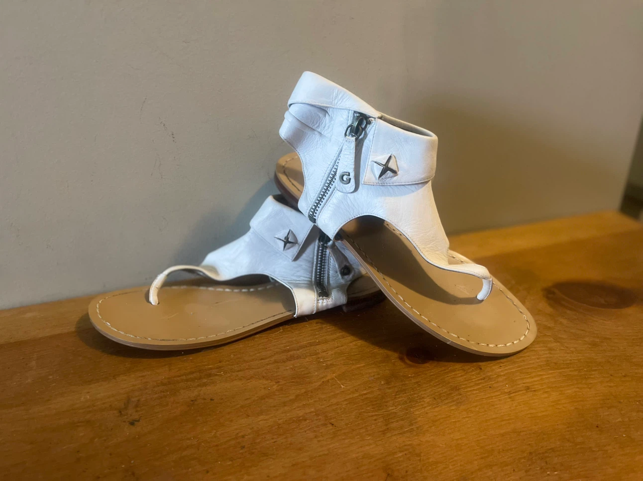 White Guess Gladiator Sandals