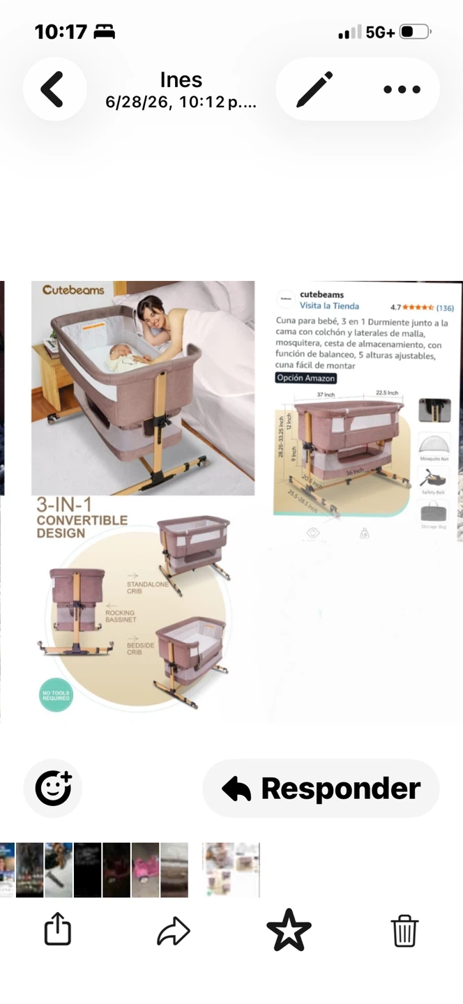 Cutebeams 3-in-1 Convertible Baby Crib with Mosquito Net