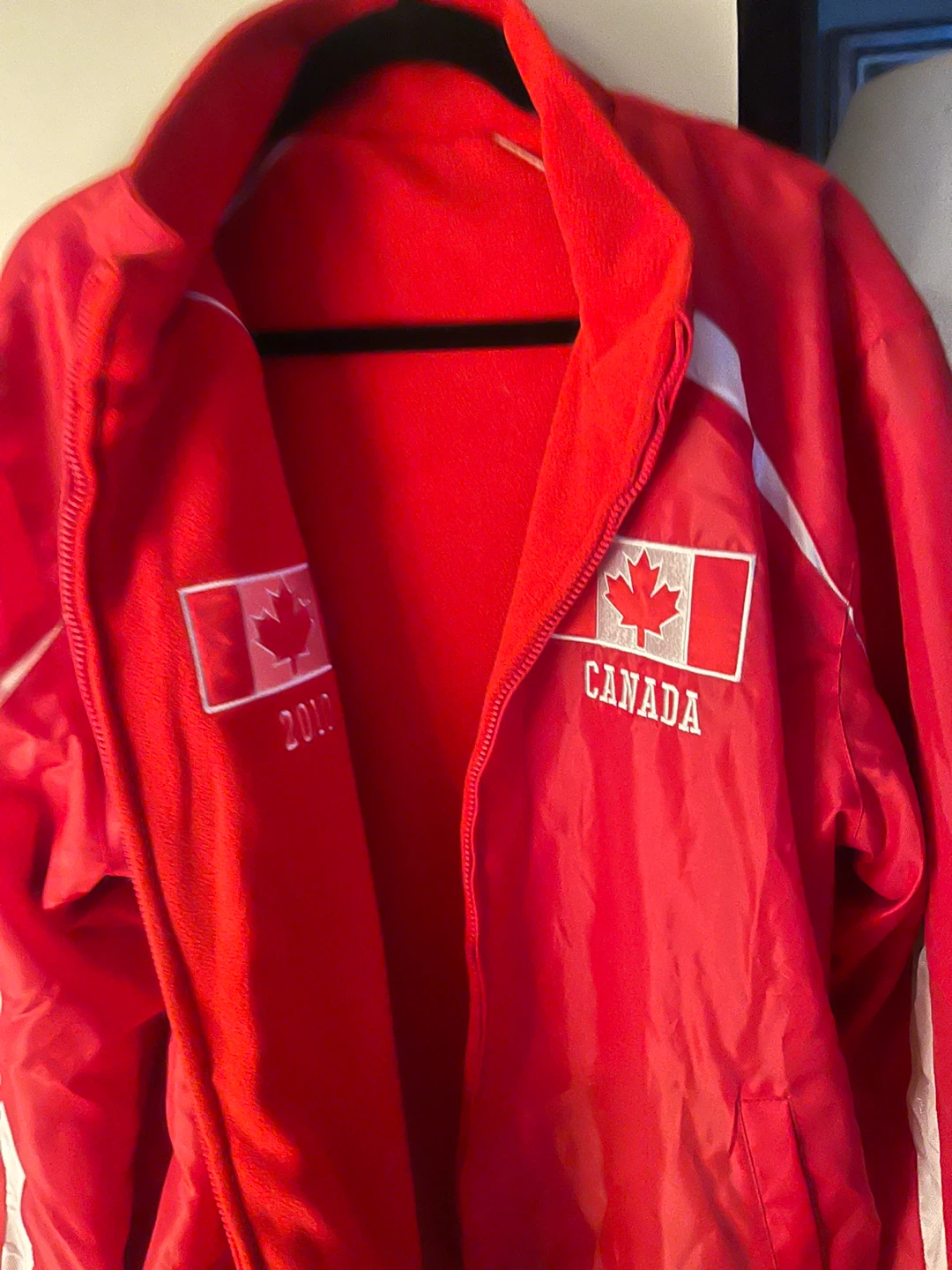 Red Canada reversible Jacket with 2010 Patch