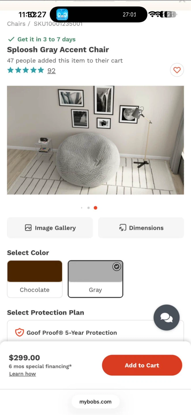 Sploosh Gray Accent Chair - photo 2