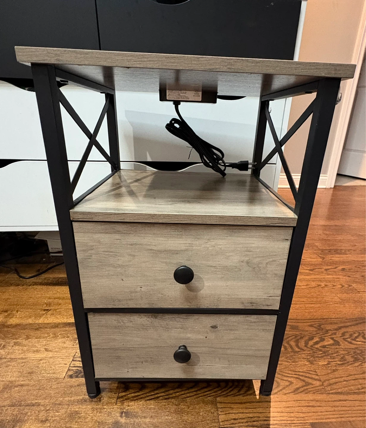 Nightstand with 2 Drawers and Power Outlet