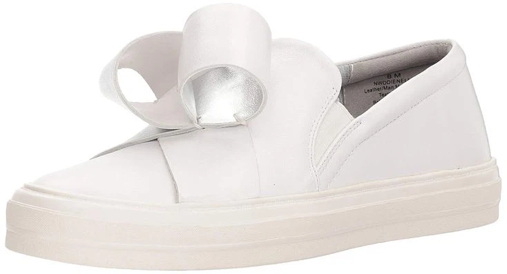 Nine West White Slip-On Sneakers with Bow