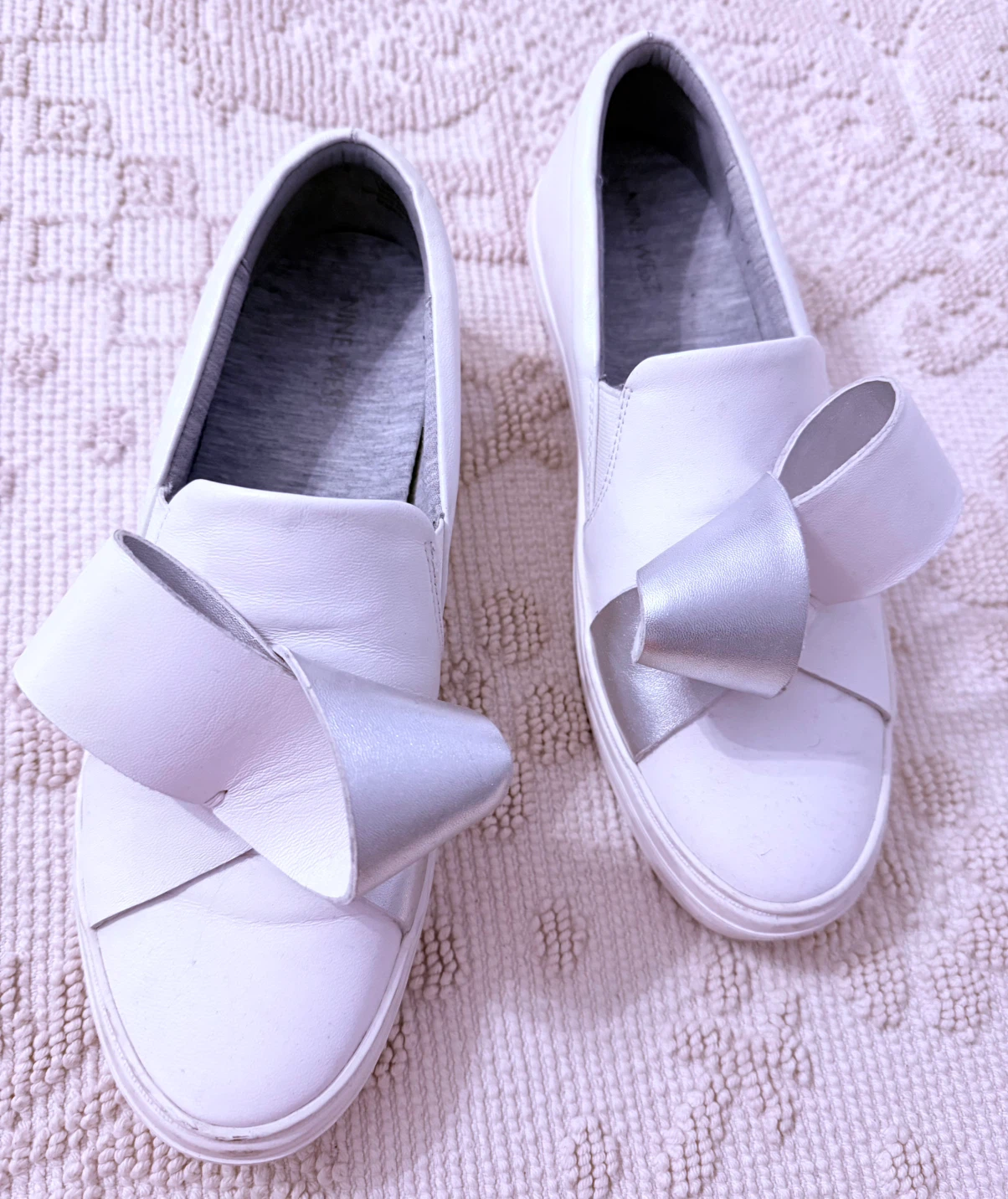 Nine West White Slip-On Sneakers with Bow - photo 2