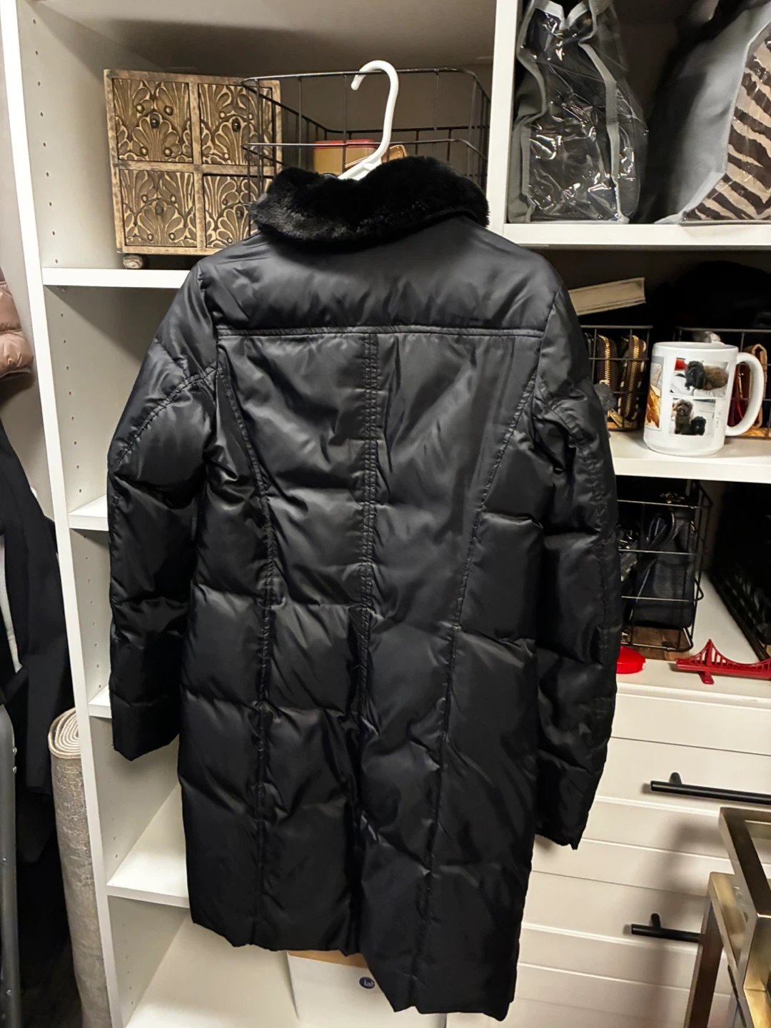 Esprit Black Puffer Coat with Fur Collar - photo 2