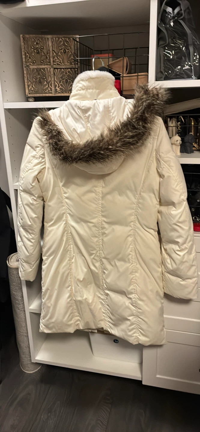 Esprit White Puffer Coat with Fur Trim - photo 2
