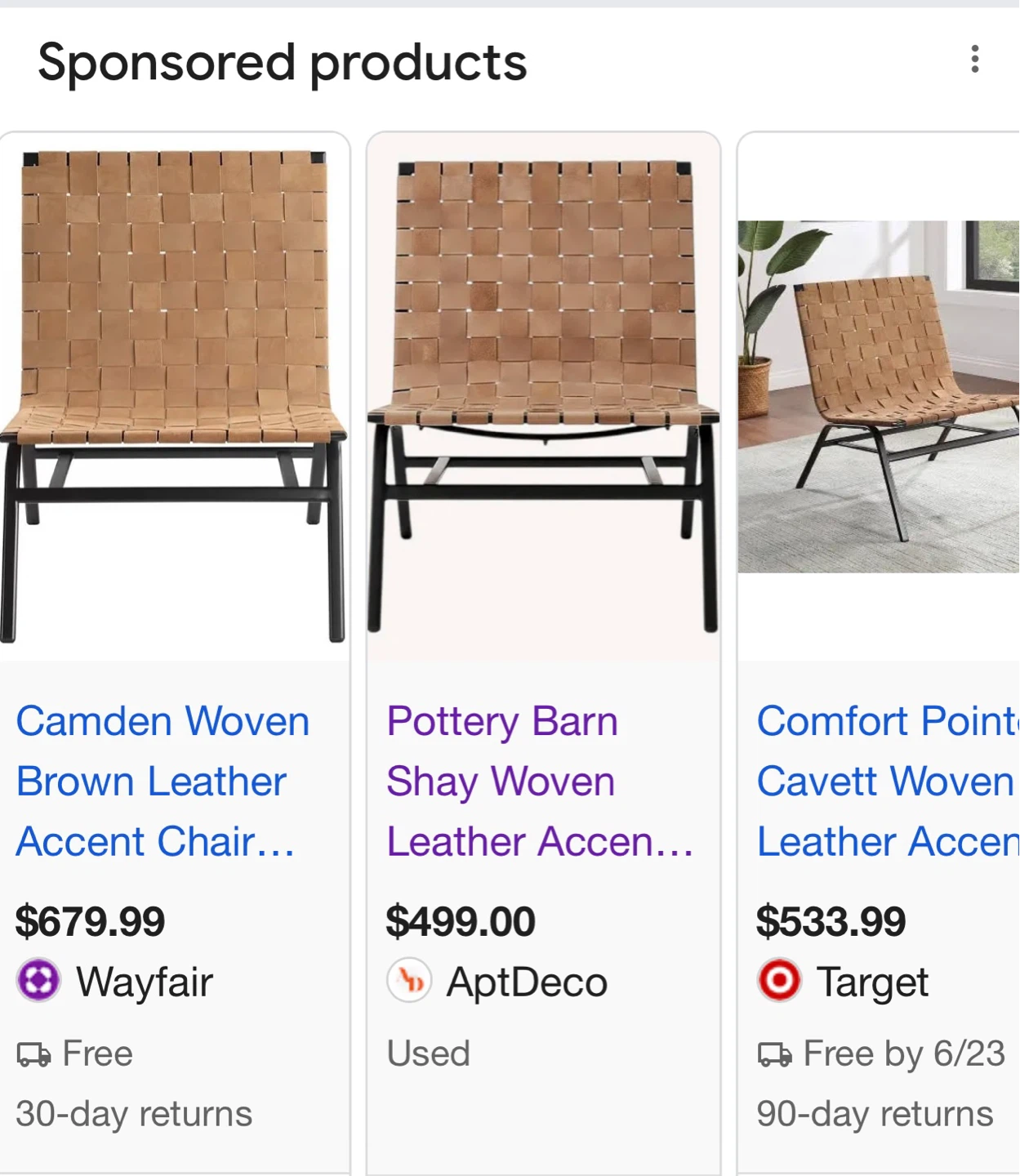 Woven Leather Accent Chair - Tan - photo 4