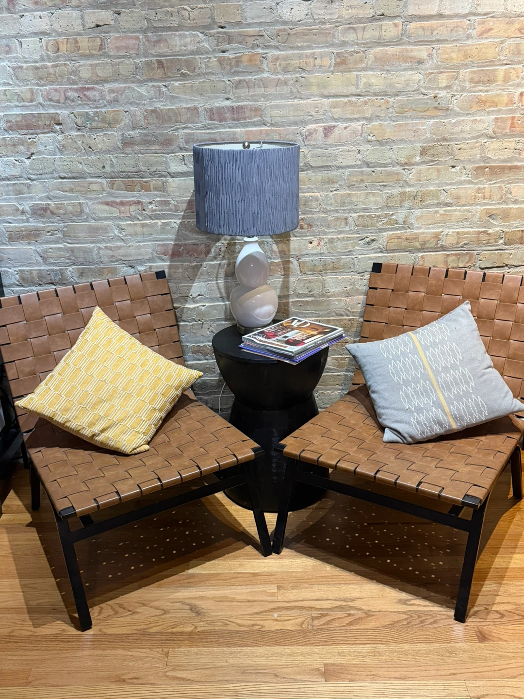 Woven Leather Accent Chair - Tan