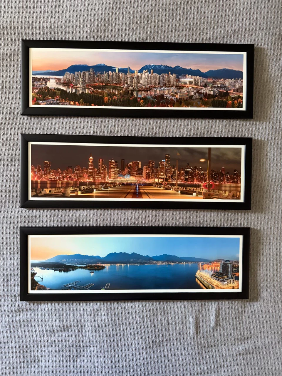 Set of 3 Framed Panoramic Cityscape Art Prints