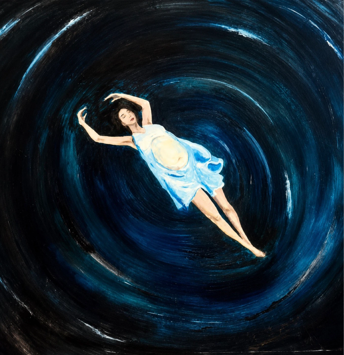 Original Acrylic Painting of Woman Floating - photo 2