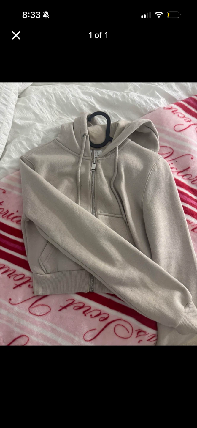 Beige Full-Zip Hoodie