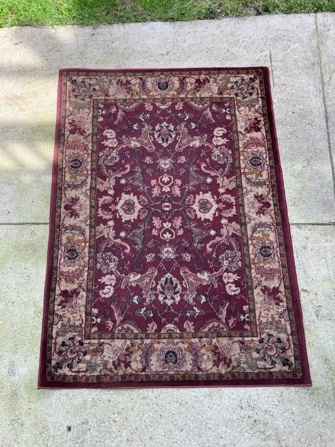 Vintage Burgundy Throw Rug - 64” x 36”