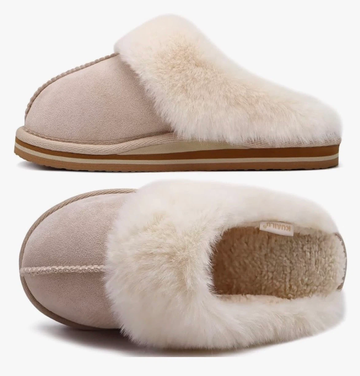 Cream Fuzzy Slippers - KUAILULU