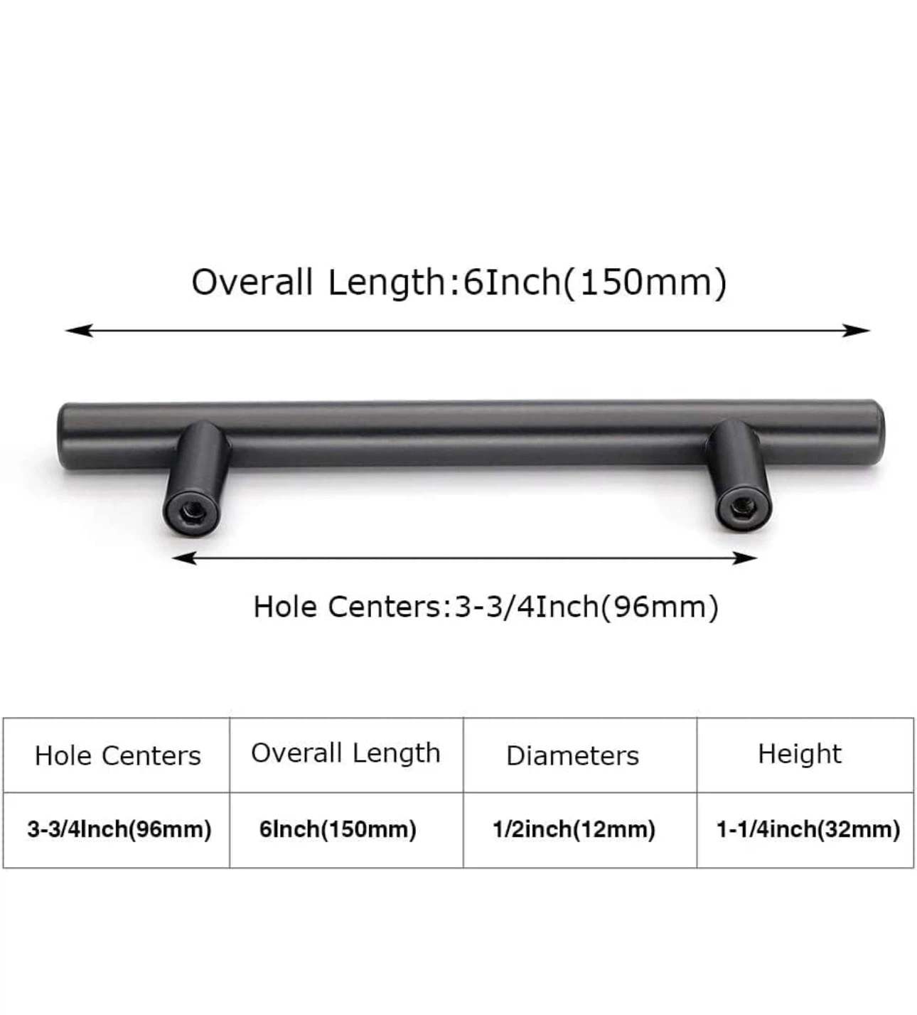 Black Kitchen Cabinet Handles 3-3/4inch(96mm) - photo 2