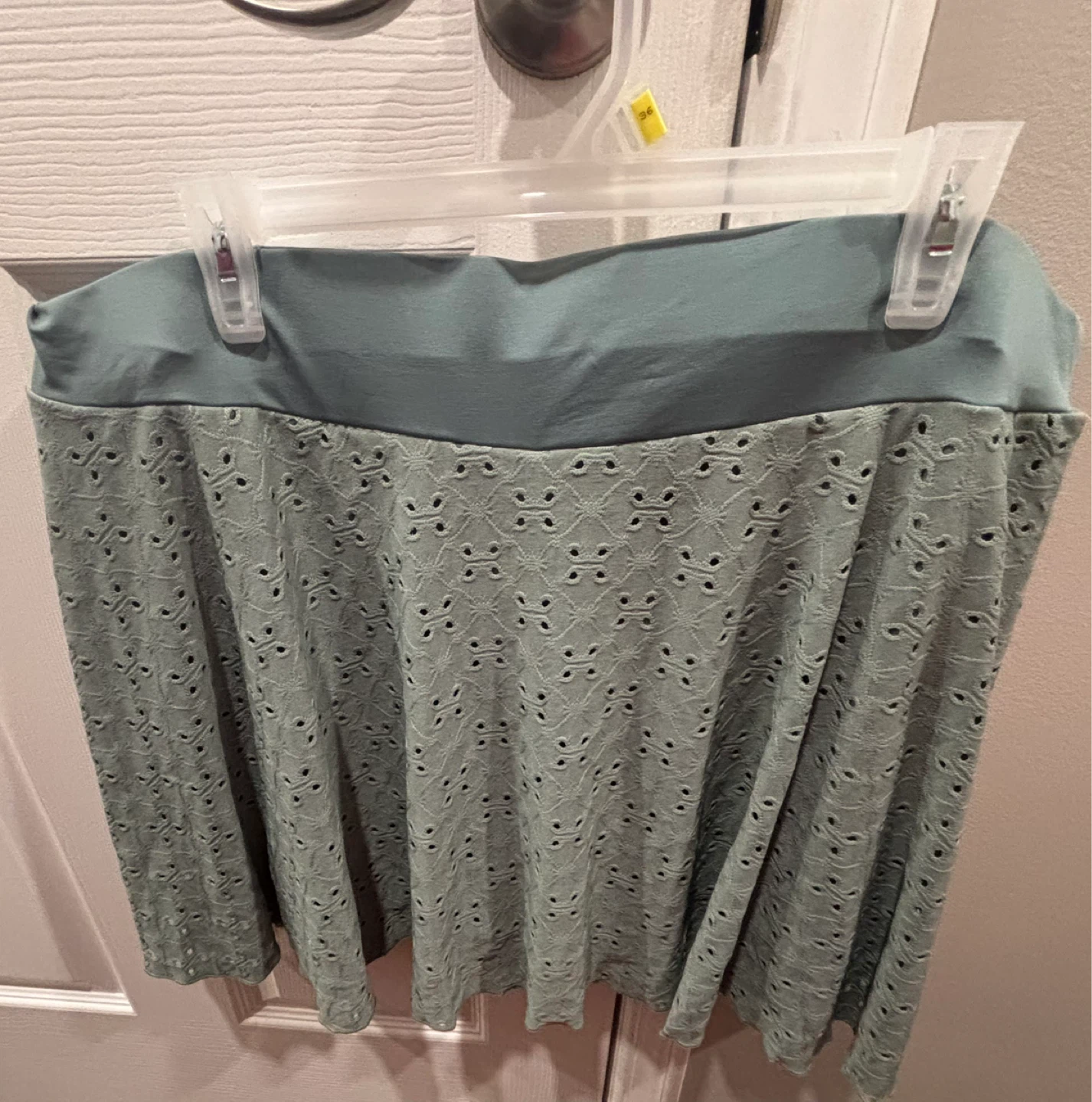 New Light green Eyelet Skirt with Built-in Shorts