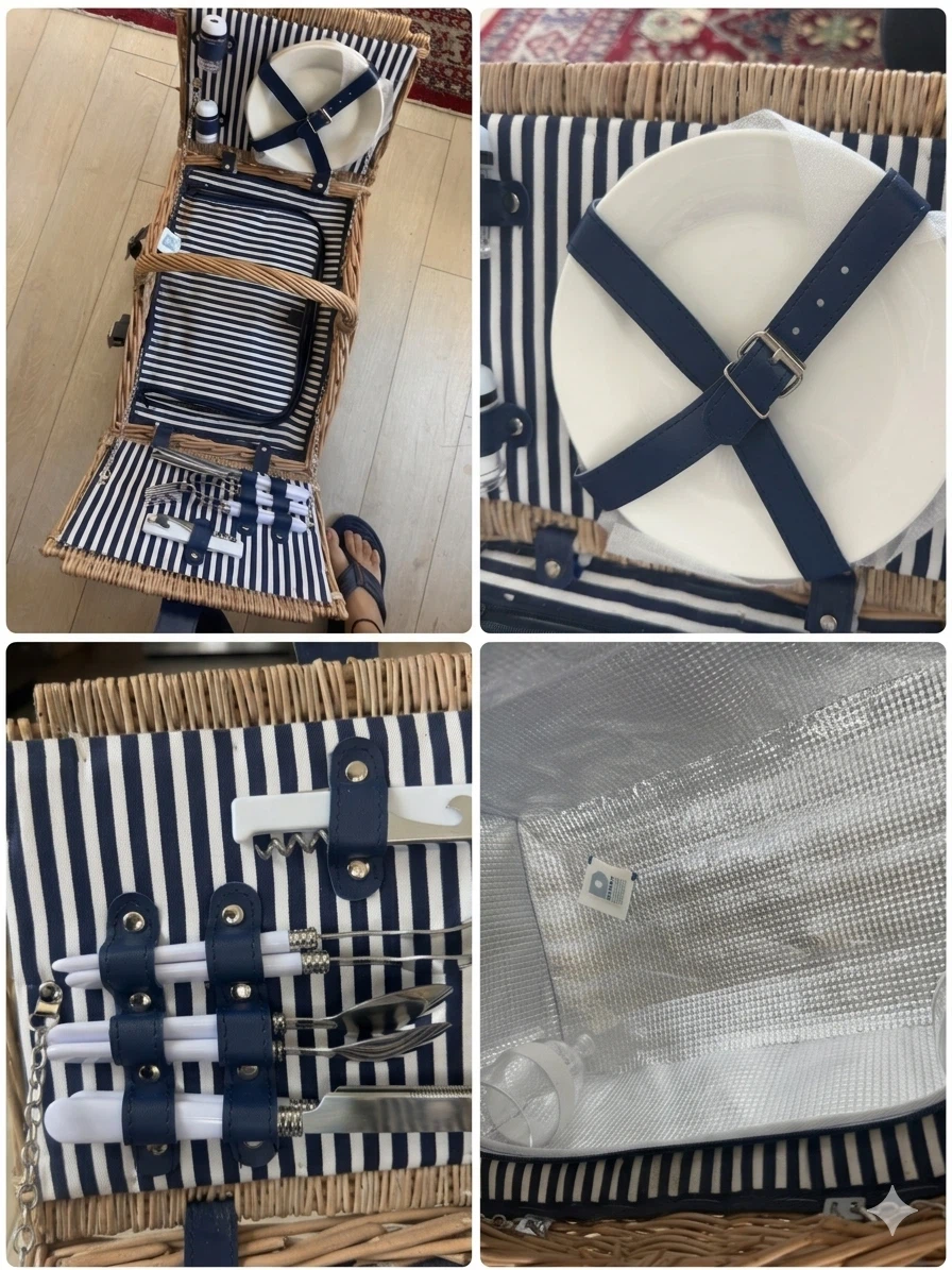 Picnic Basket Set with Plates and Cutlery
