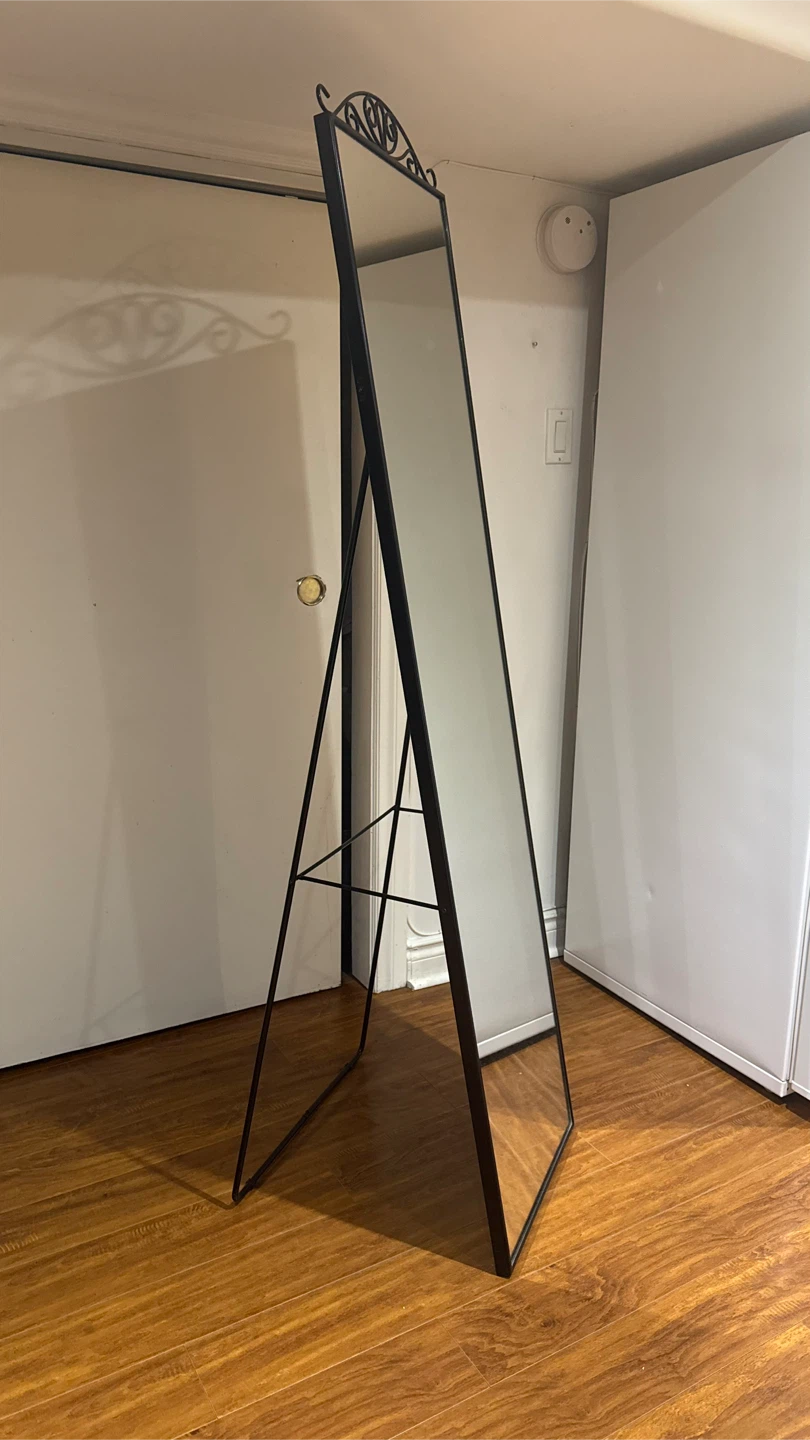 Ornate Black Metal Standing Mirror - photo 2