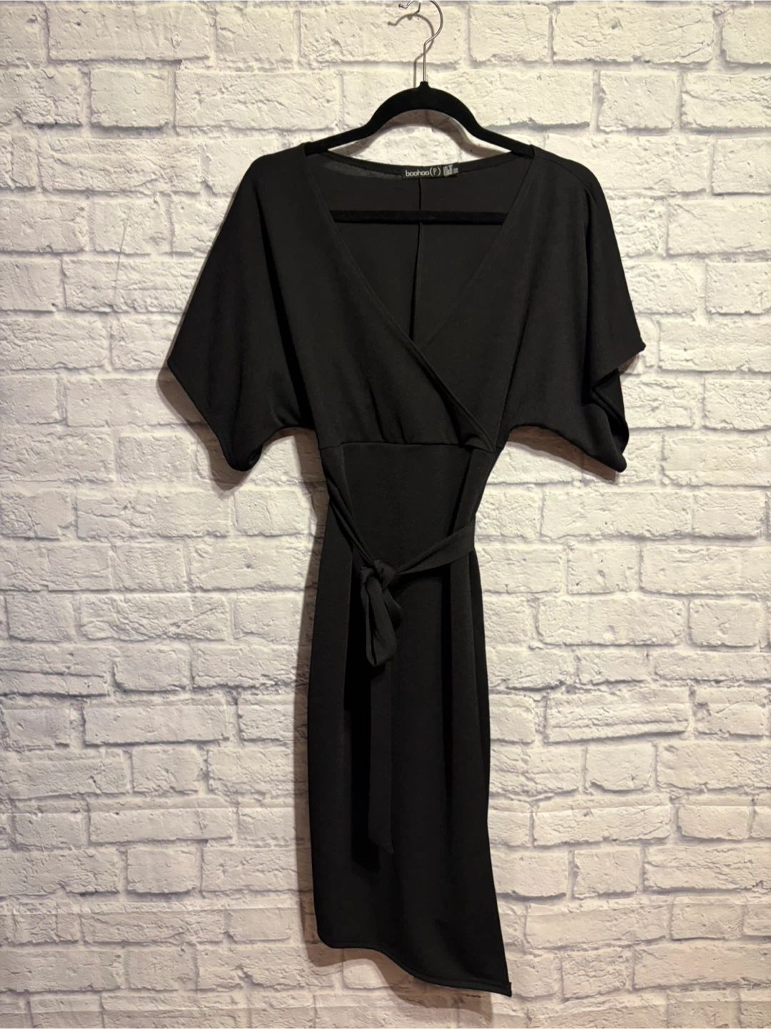 Boohoo Black Wrap Dress Size 6 Petite