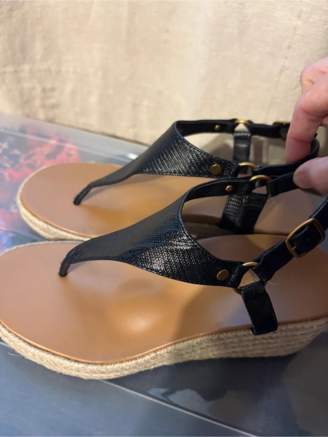 New Vionic Black Espadrille Wedge Sandals - photo 2