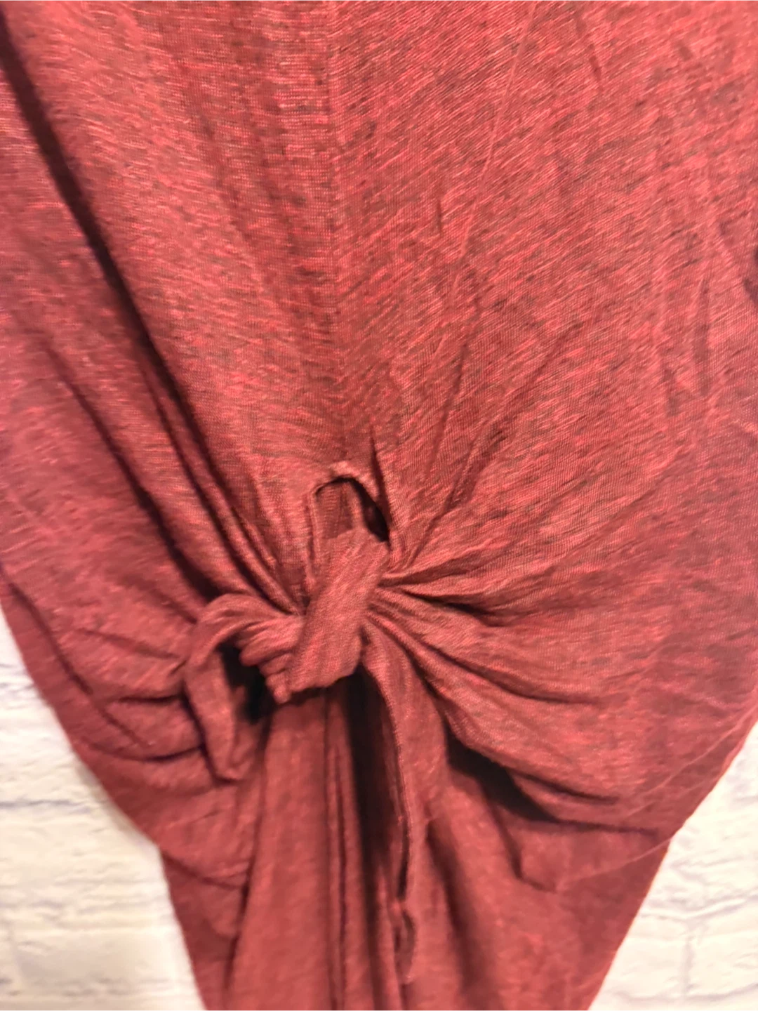 IRO Marled Burgandy V-Neck Knotted T-Shirt Small - photo 3