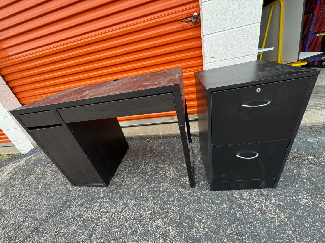 Black Desk with File Cabinet - photo 2