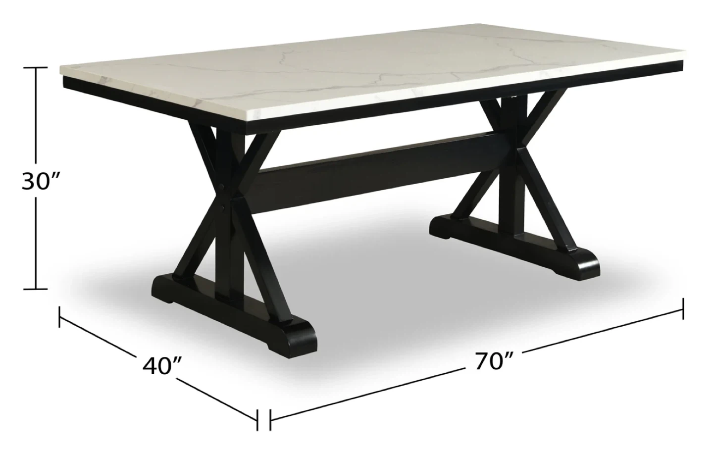 Dining Table - White Marble Top, Black Base - photo 2