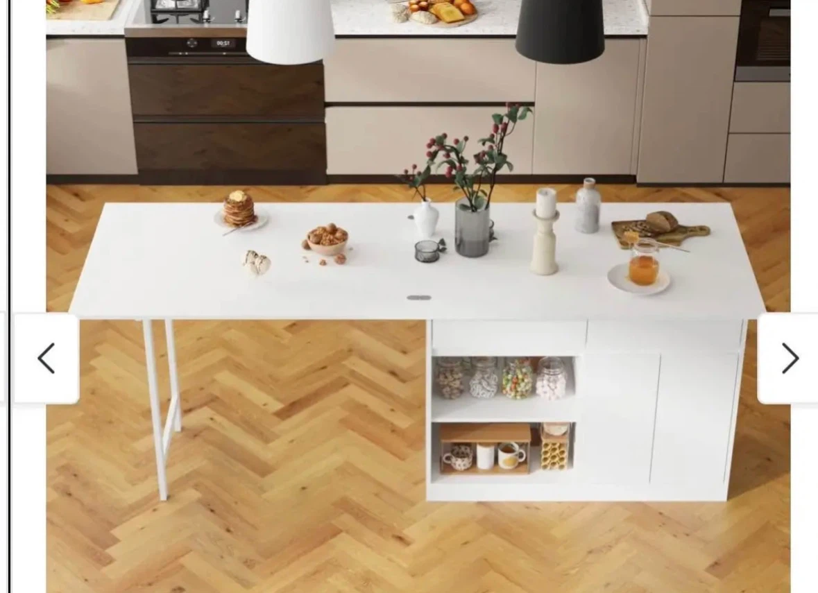 Brand New White Kitchen Island with Extendable Tabletop - photo 4