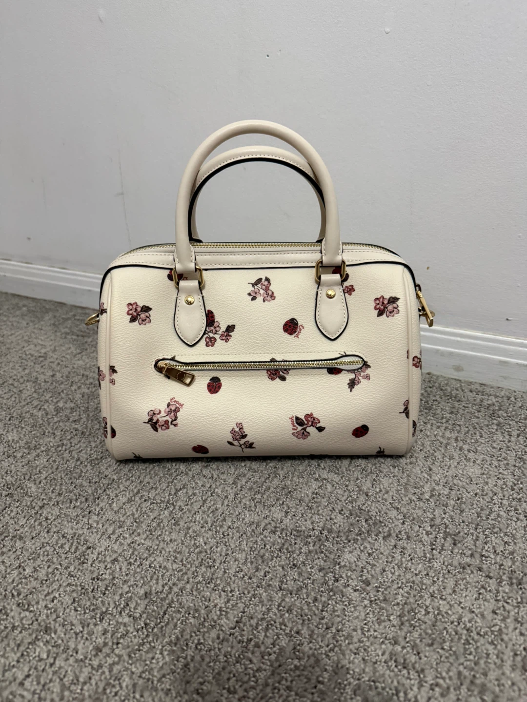 COACH Rowan Satchel Ladybug Floral Print Crossbody Bag Chalk - photo 3