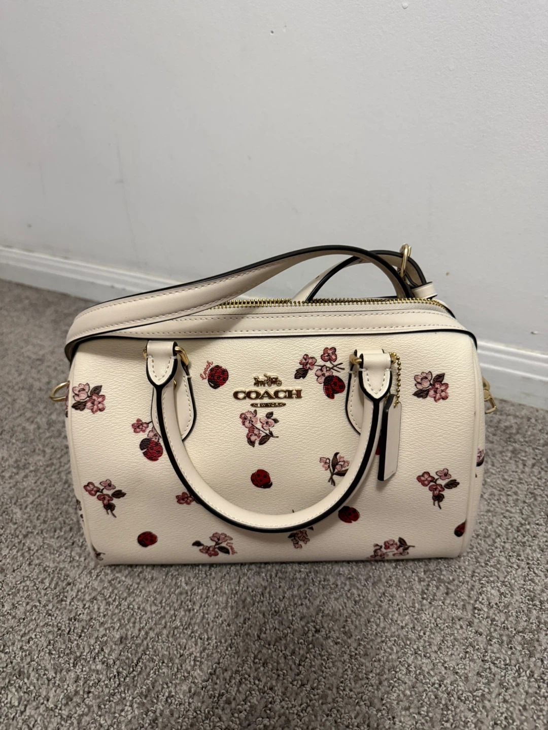 COACH Rowan Satchel Ladybug Floral Print Crossbody Bag Chalk - photo 5