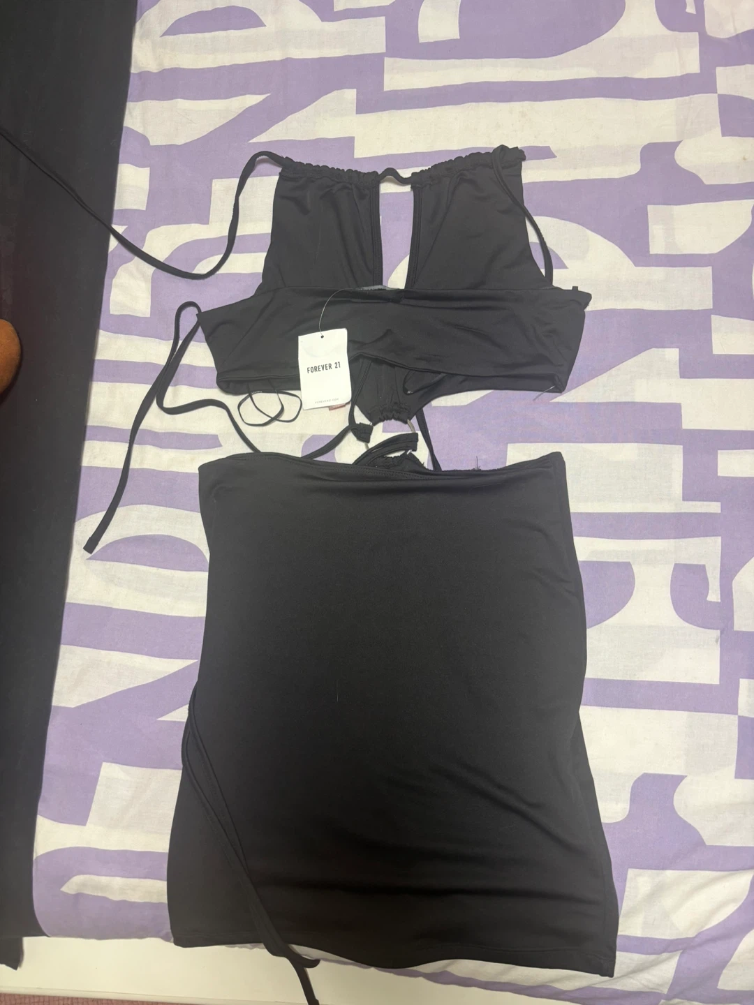Forever 21 Black Halter Top & Skirt Set