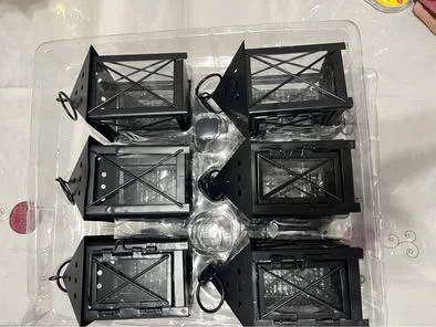 Set of 24 Mini Glass Black Metal Lanterns for Table Display - photo 4