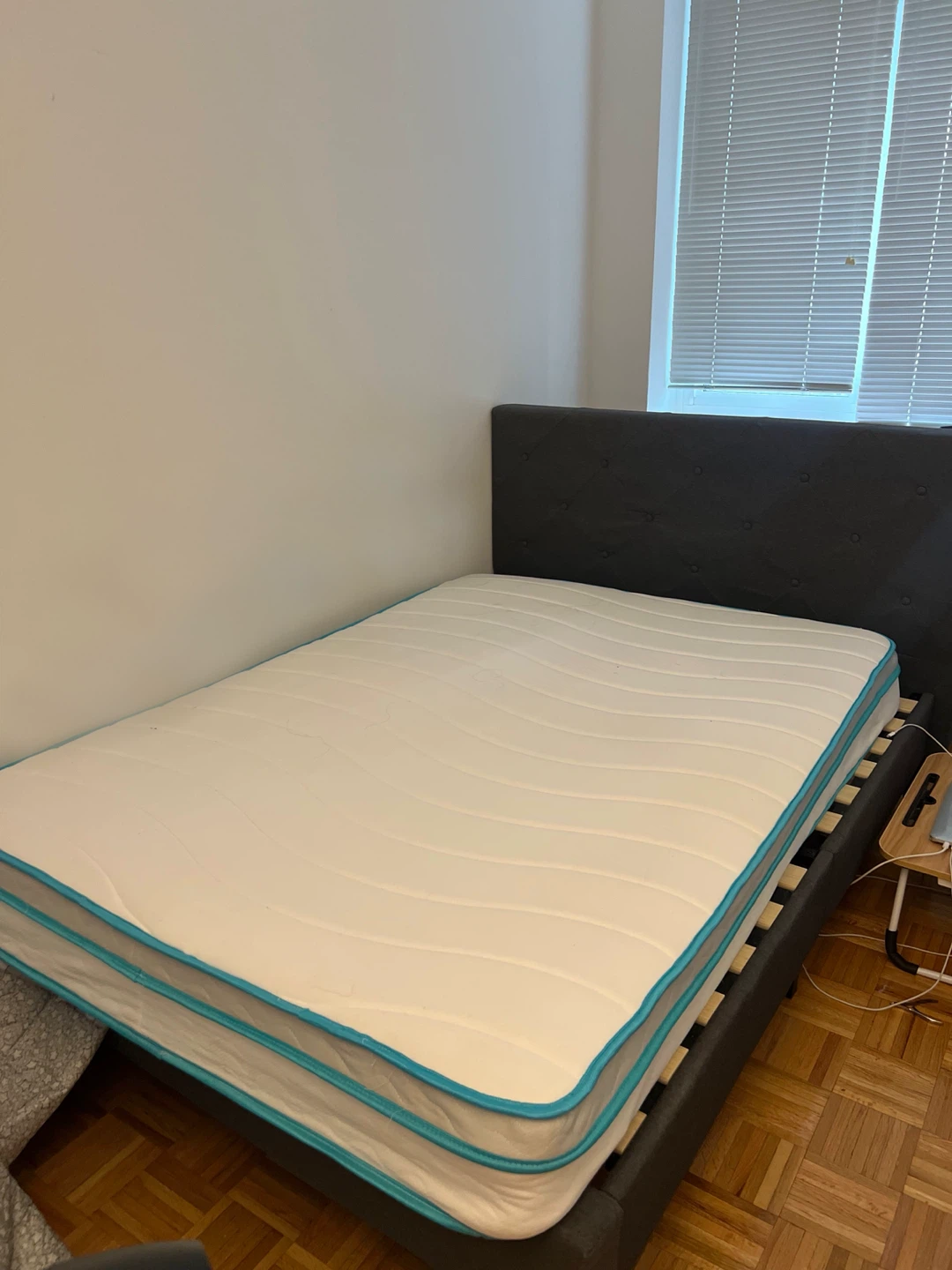 Dark Gray Upholstered Queen Bed Frame with Mattress - photo 2
