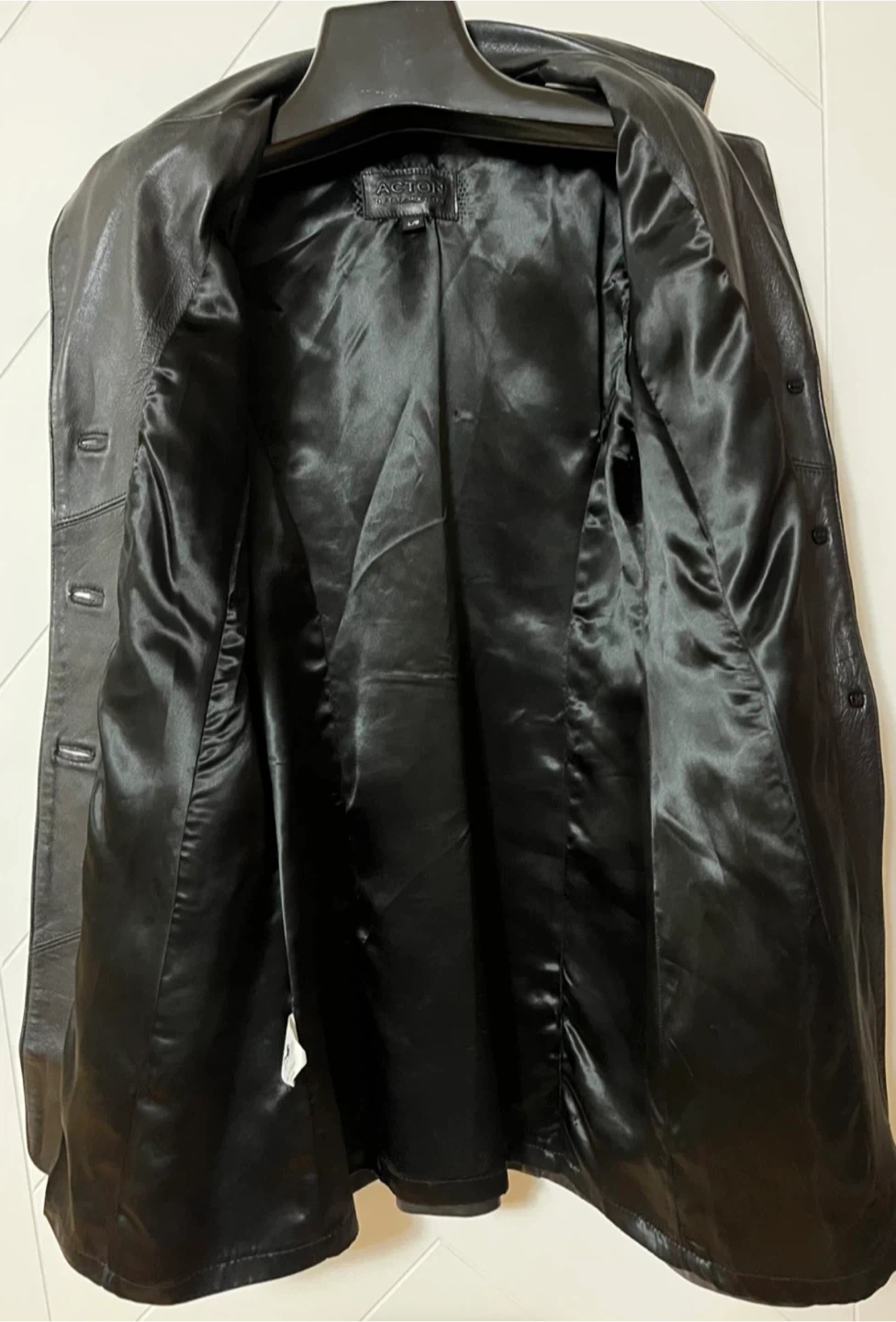 Acton Black Leather Trench Coat Women Size L/G - photo 3