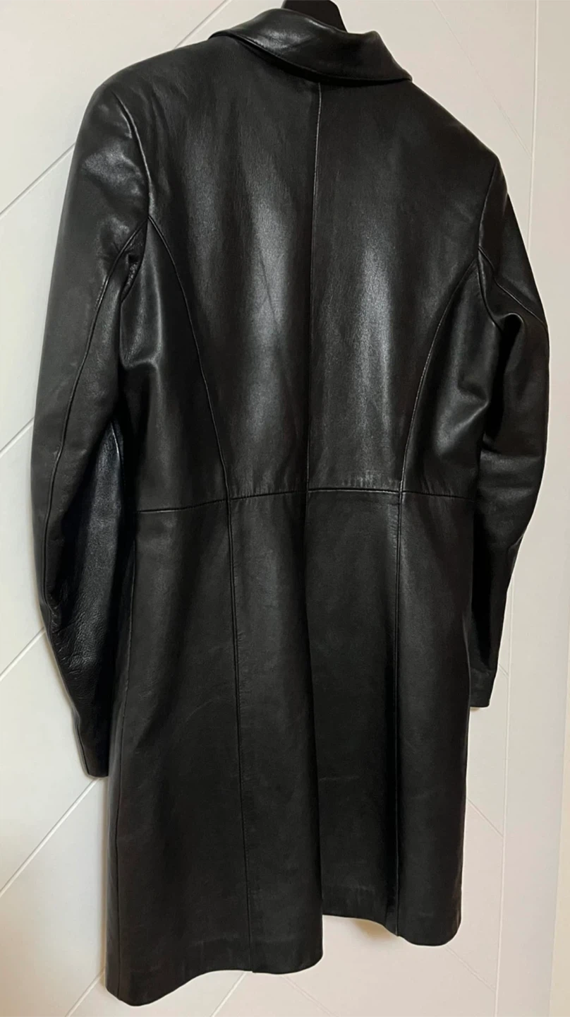 Acton Black Leather Trench Coat Women Size L/G - photo 4