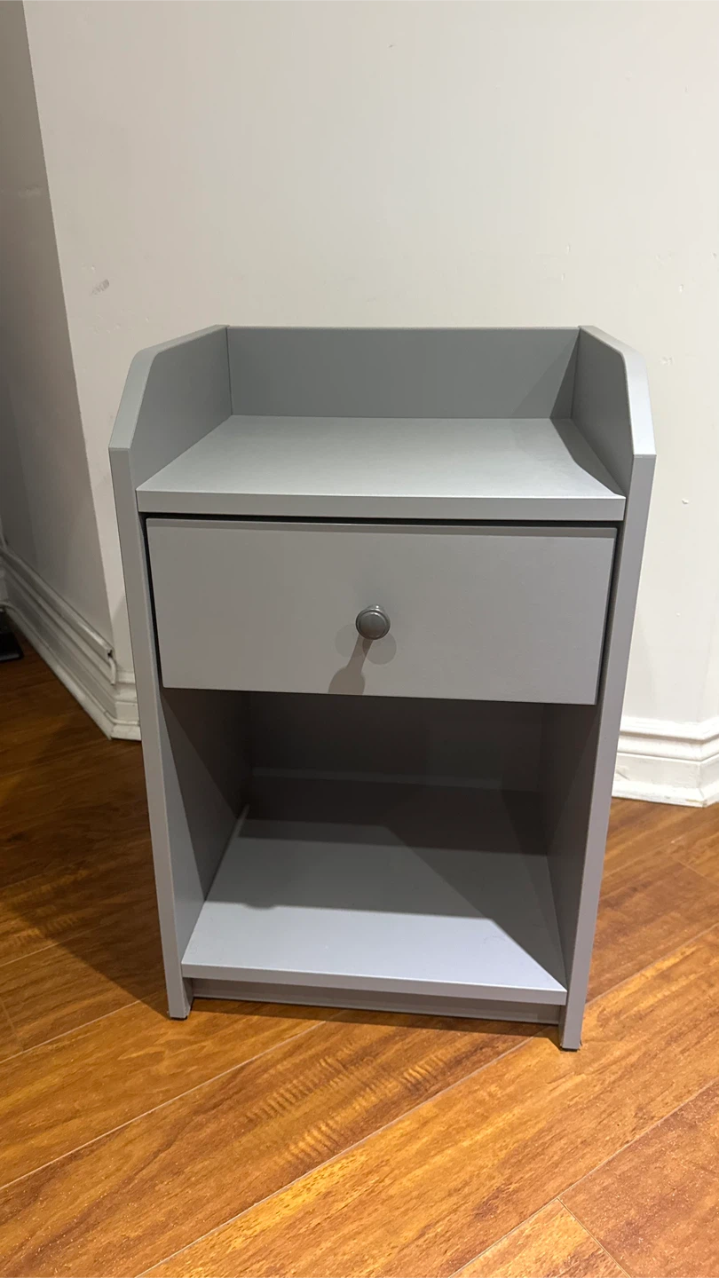 Grey Nightstand with Drawer