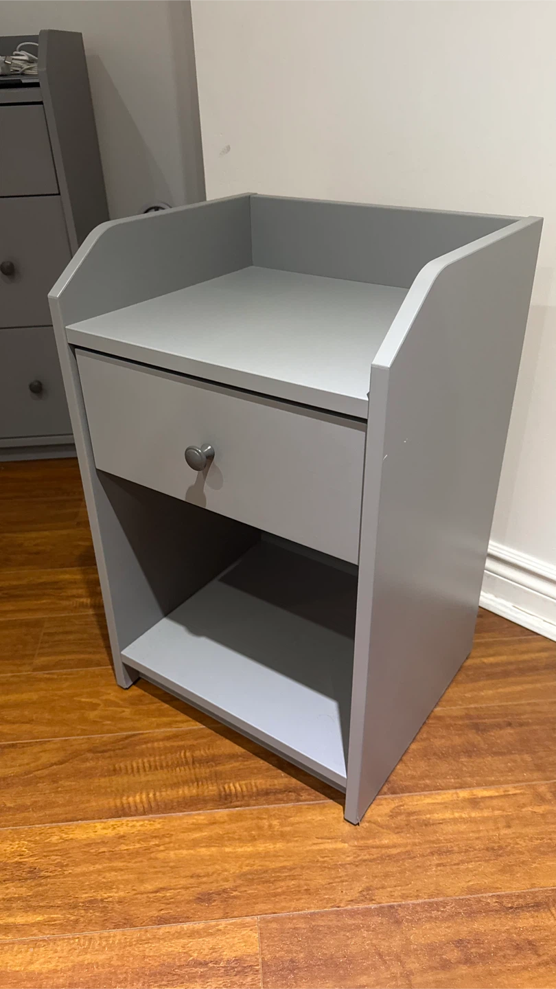 Grey Nightstand with Drawer - photo 2