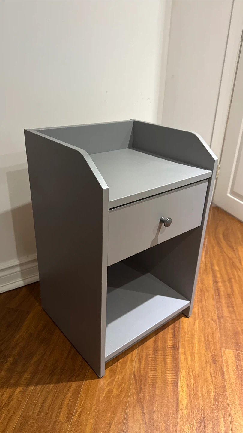 Grey Nightstand with Drawer - photo 3