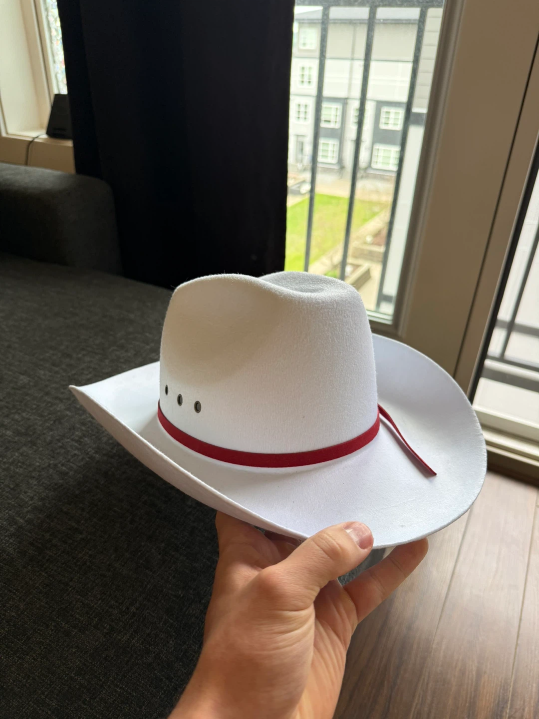 White Cowboy Hat with Red Ribbon & Bud Light Straw Hat - photo 2
