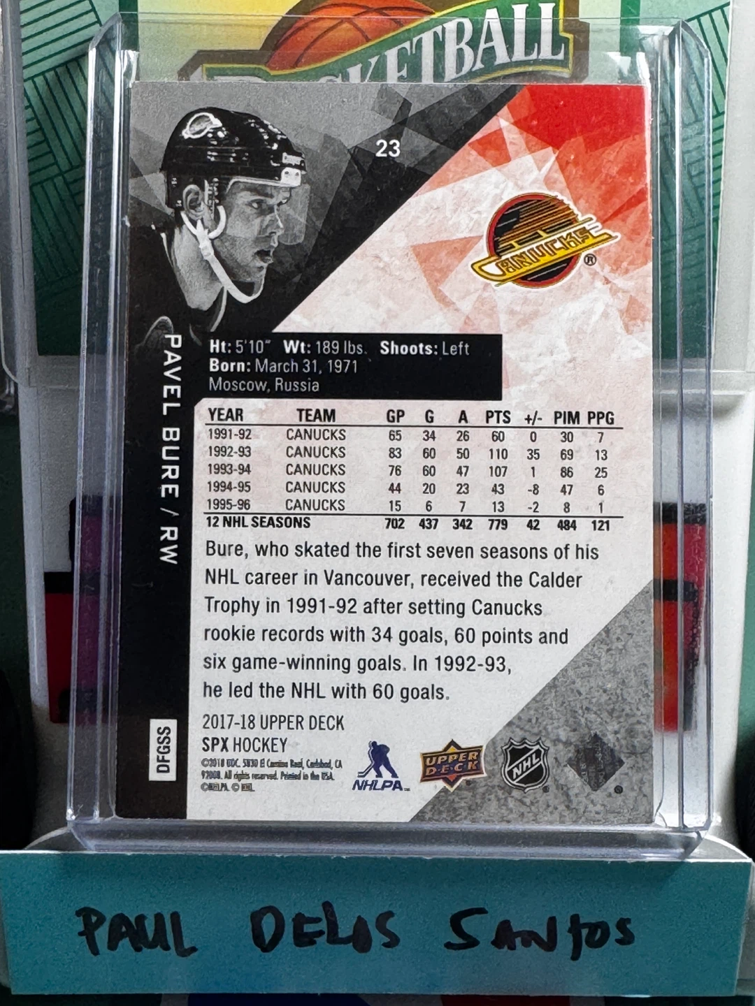 Pavel Bure 2017-18 Upper Deck SPx Hockey Card - photo 4